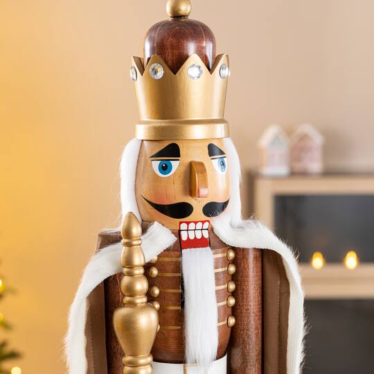 Glitzhome® 24" Wooden Christmas Brown King Nutcracker
